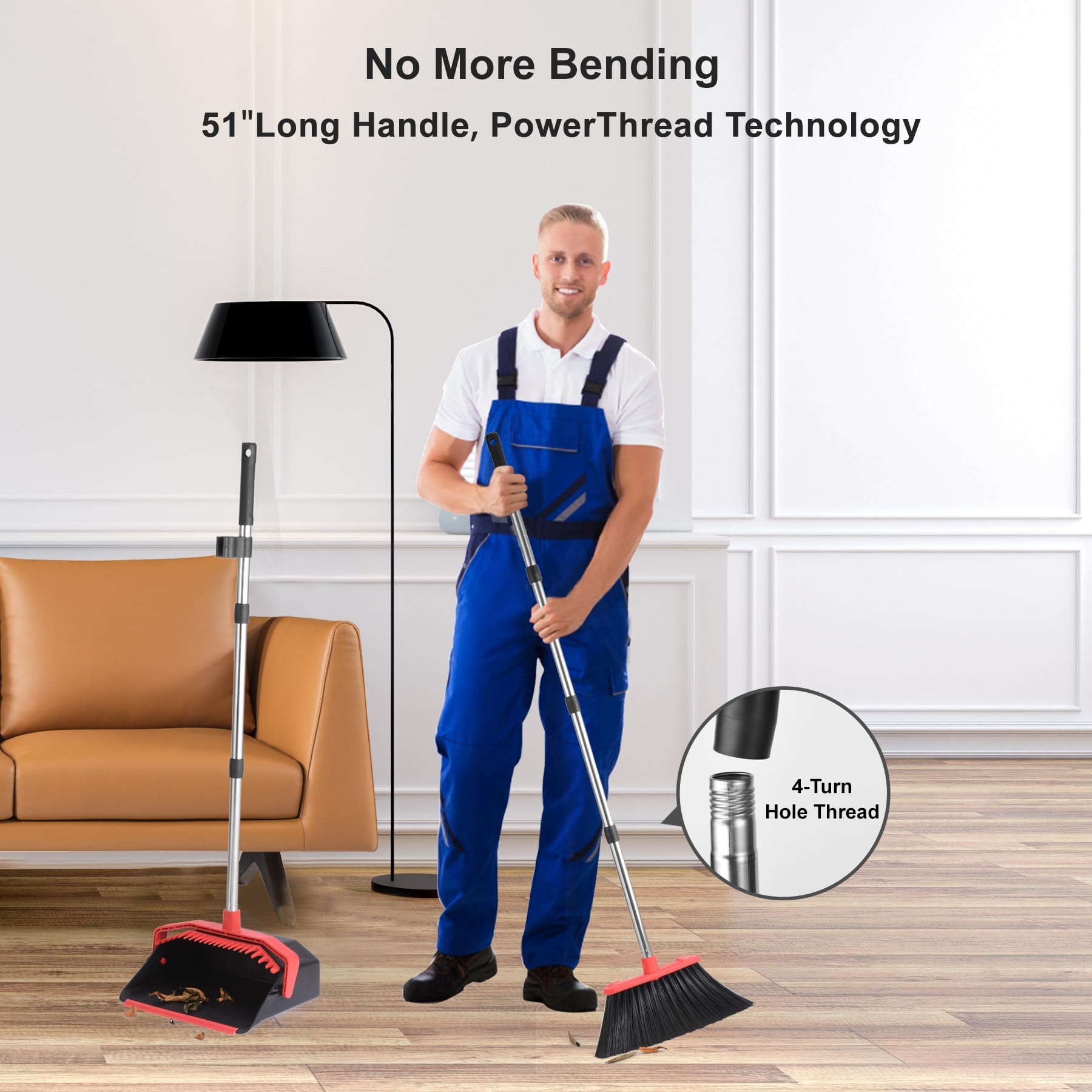 Long handles support everyday floor cleaning.