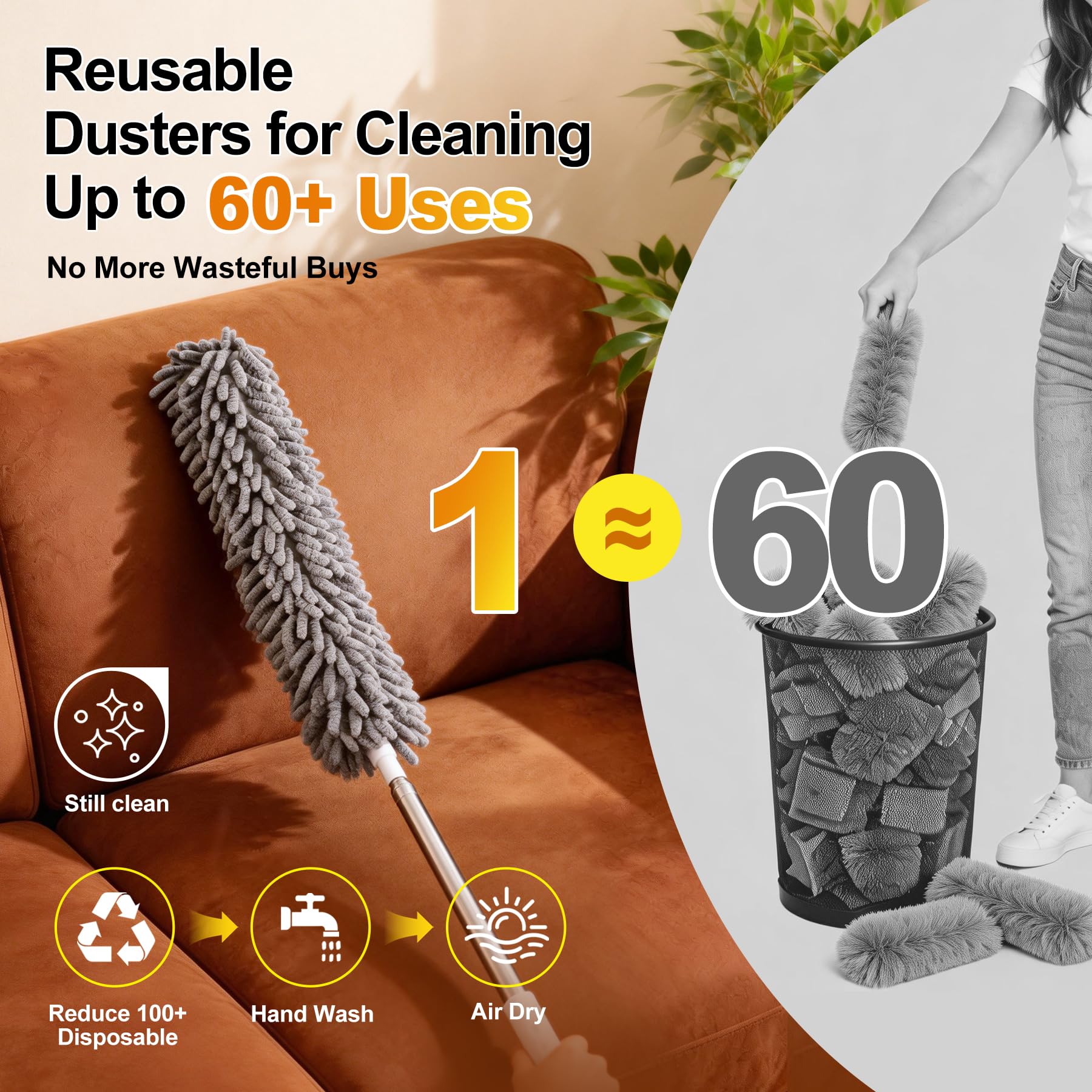 Reusable heads can be cleaned and used again.