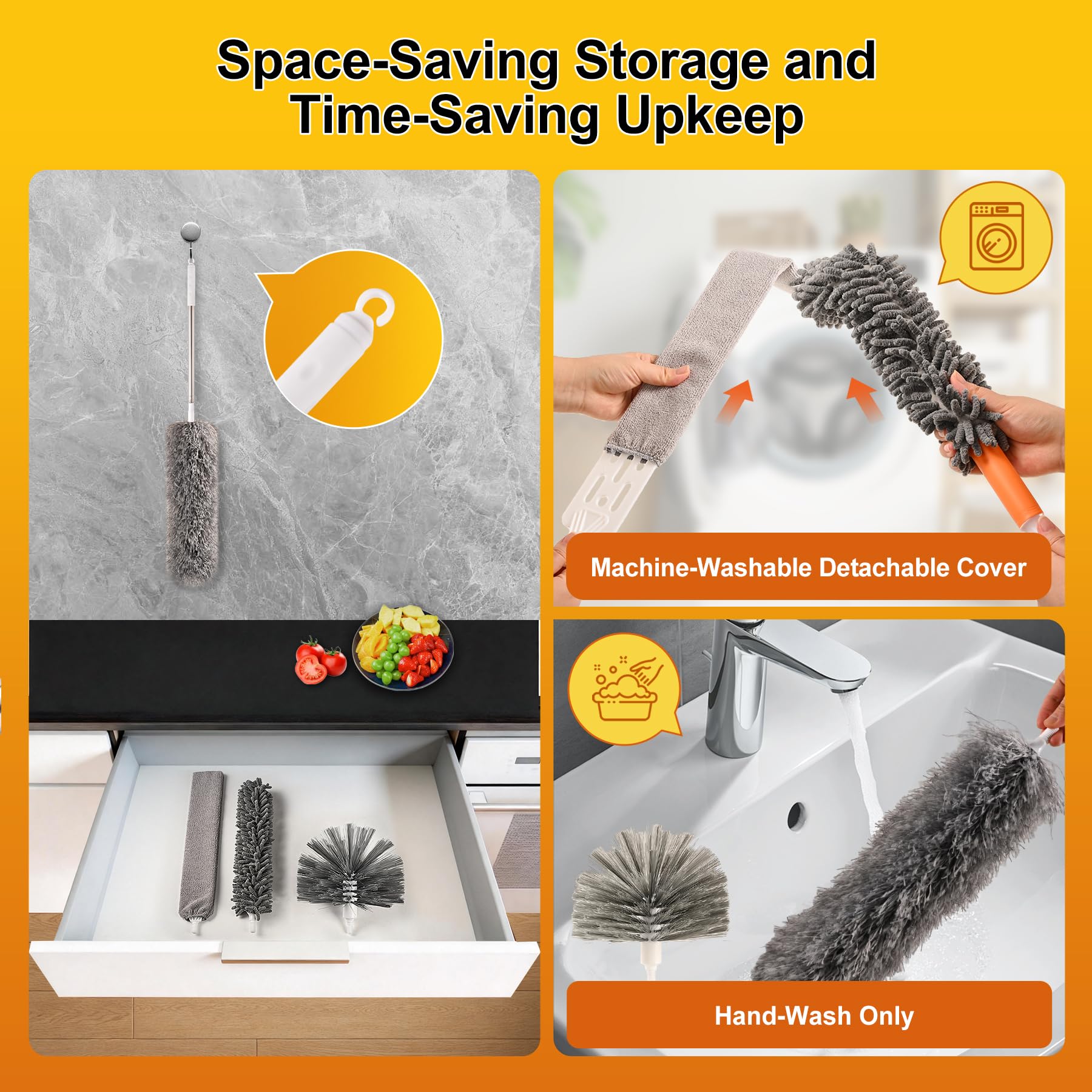 Removable covers and heads have different care requirements. Follow the manual.